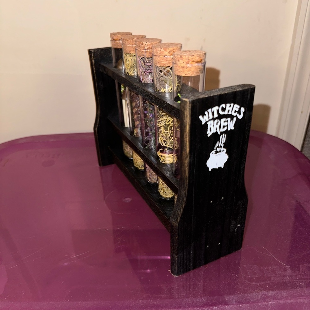 Decorative Test Tube Herb Display with Cork Tops - Yellow, Green, Purple - Picture 2 of 3
